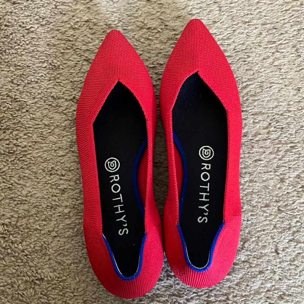 Rothy’s red point shoe